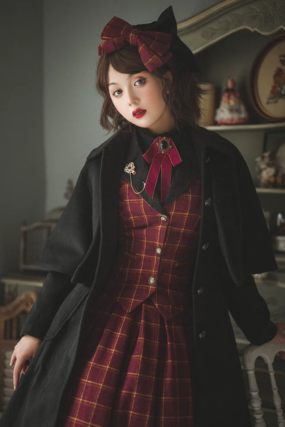 Miss Point - Rose - Elegant Lolita Fishbone Grid Skirt Customized