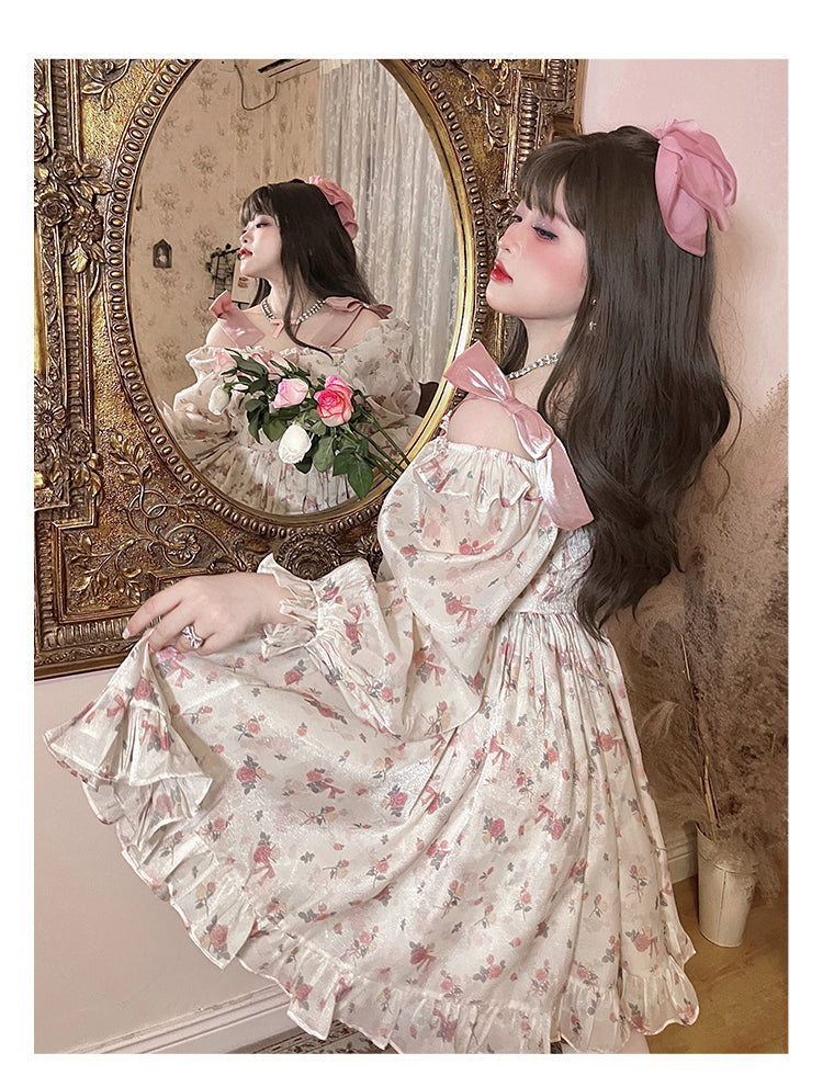 Yingtang - Plus Size Lolita Floral Print Lolita Dress