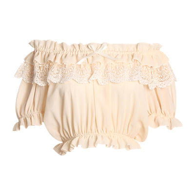 ZhiJinYuan - Elegant Lolita Shirt Open Shoulder Blouse