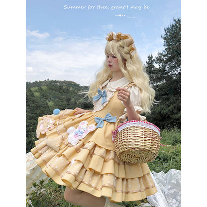 OCELOT - Bear Cheese - Sweet Lolita Jumper Dress Yellow Lolita JSK