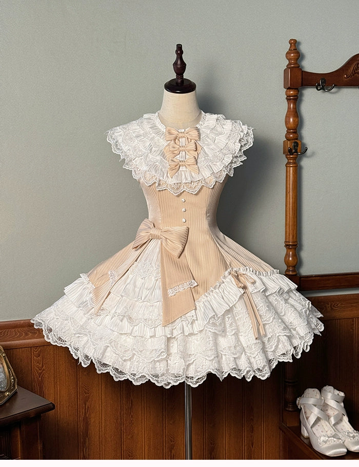 Alice Girl - Arrogant Miss - Sweet Lolita Jumper Dress with Tiered Lace Dress