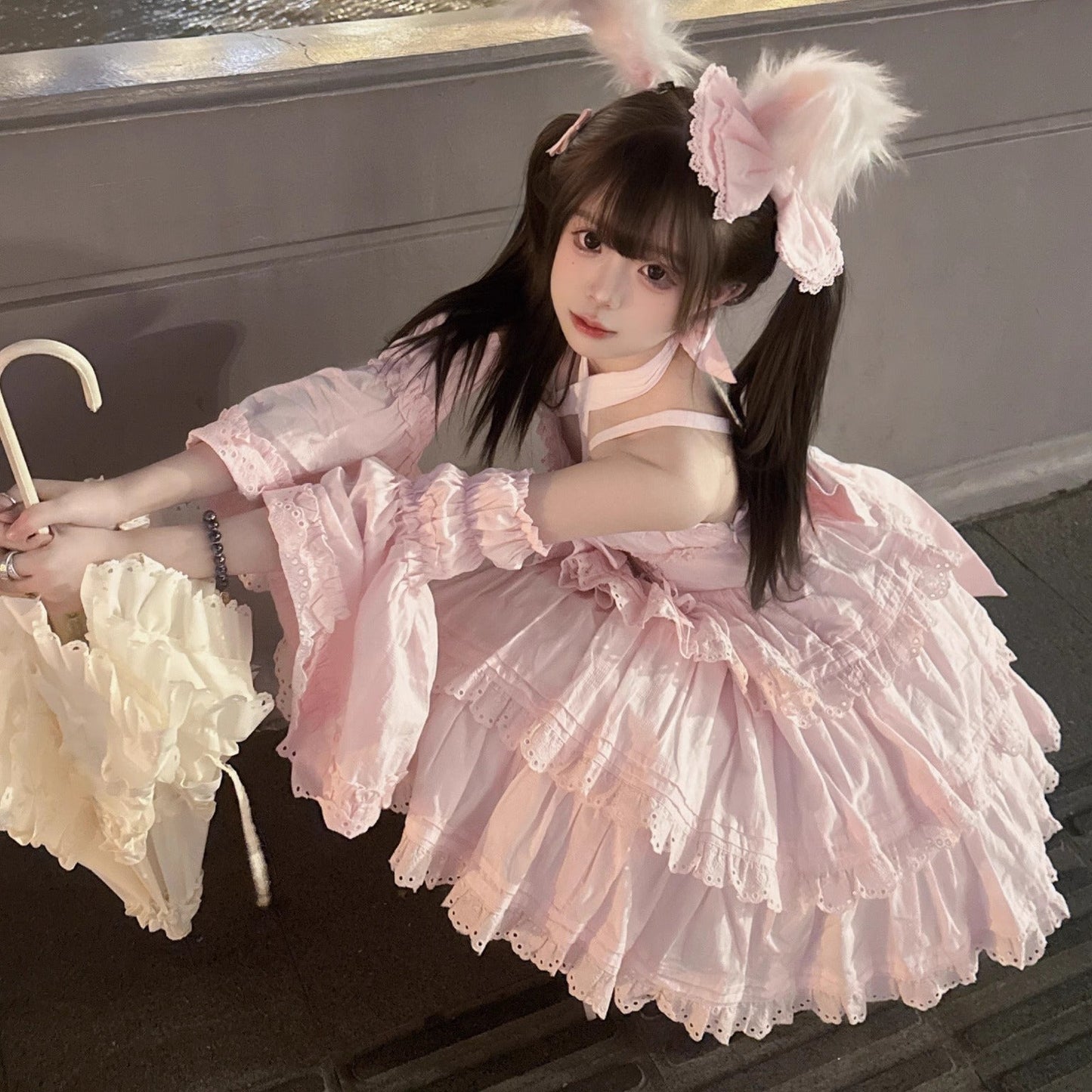 MEEKWIND - Miss Flora - Cotton Sweet Lolita Dress Set Doll-like OP and JSK