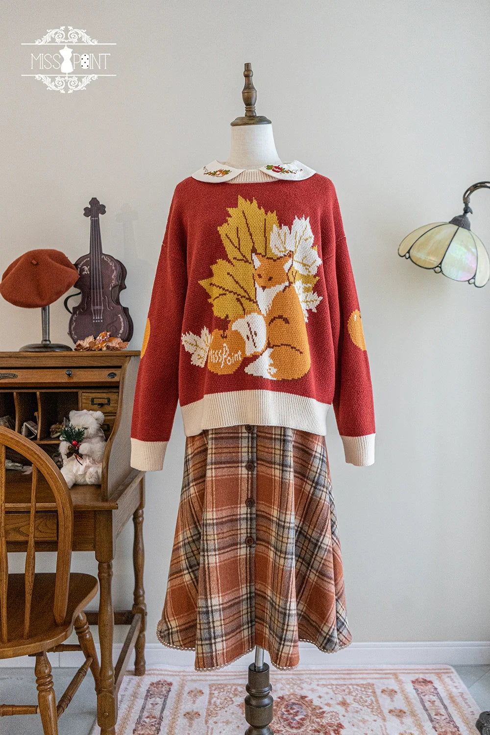 Miss Point - Chubby Fox in the Forest - Kawaii Lolita Sweater Customized Winter Lolita Couple Outfit