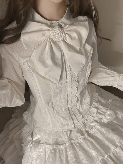 MIST - Lily - Kawaii Lolita Blouse Soft Girl Bubble Puff Sleeve