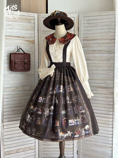 Miss Point - German Bookshelf - Classic Lolita SK, Detachable Suspenders