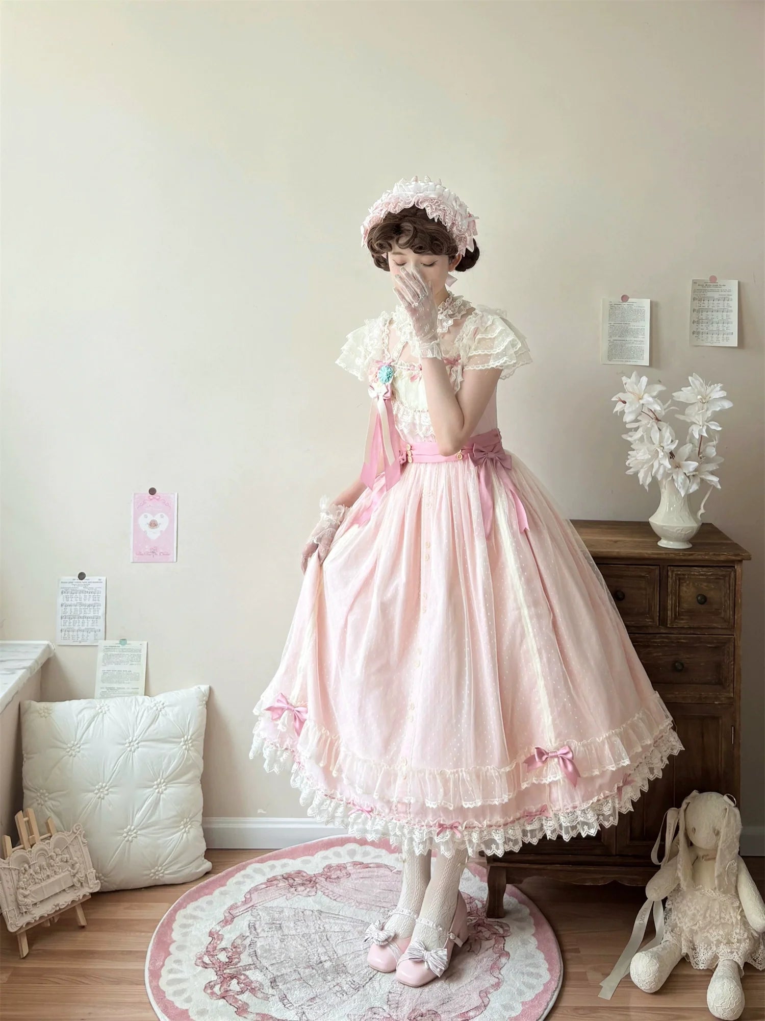 Uncle's Workshop - Fluttering Cherry Spring Strings - Cotton Sweet Lolita JSK Dress