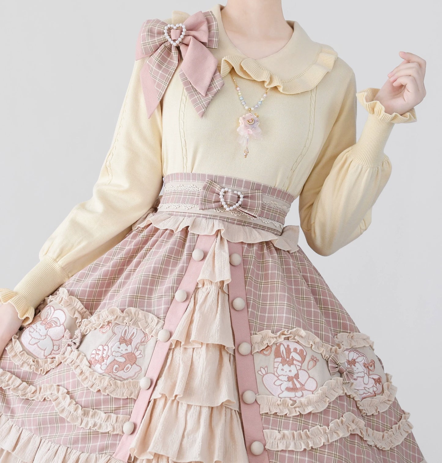 MIST - Japanese Style Lolita Sweater Puff Sleeves Knit Undershirt
