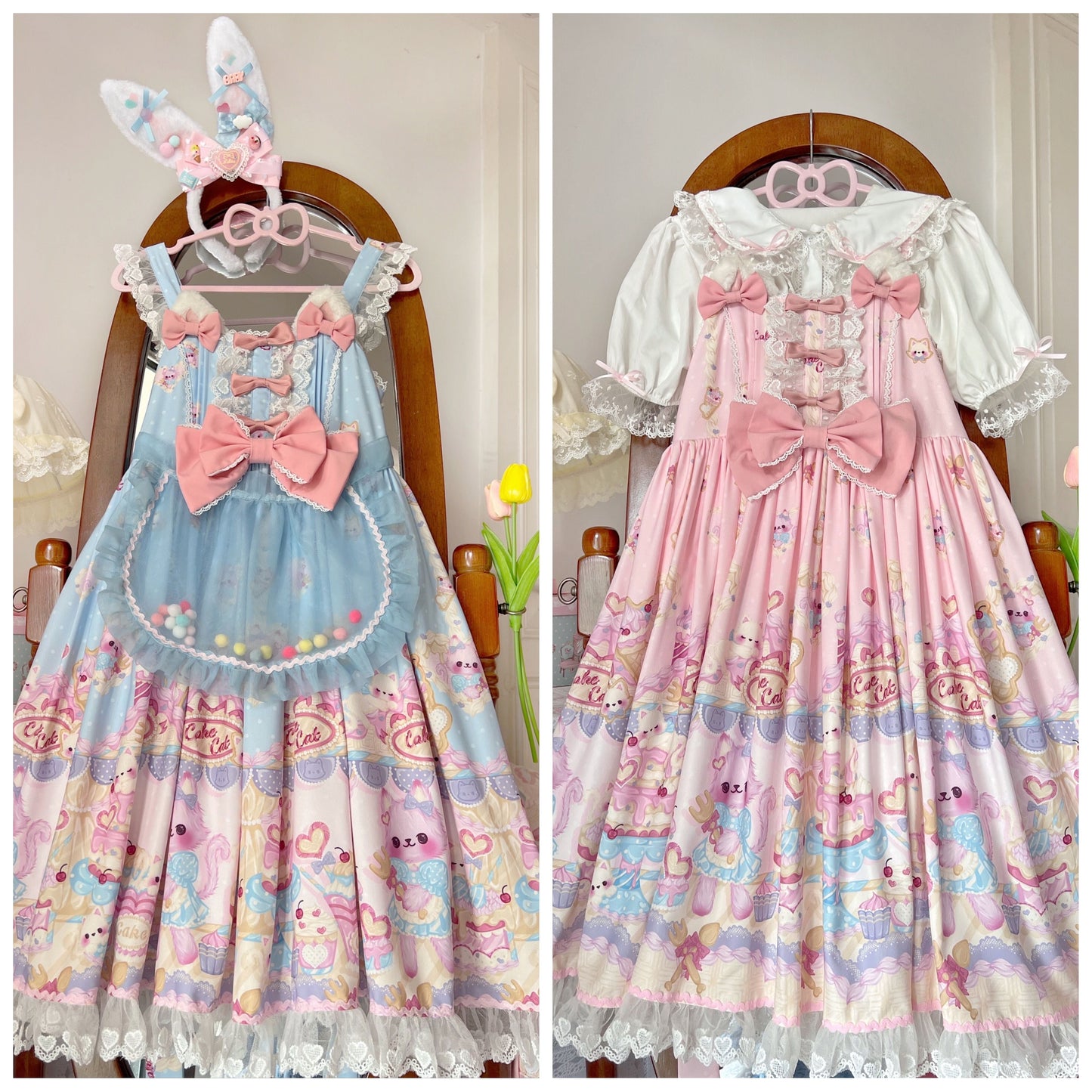 Sugar Girl - Kawaii Lolita Sweet JSK Dress, Cat Printed