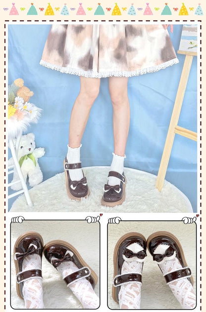 Lixing Luo - Cute Milkmaid Round Toe Multicolor Lolita Shoes