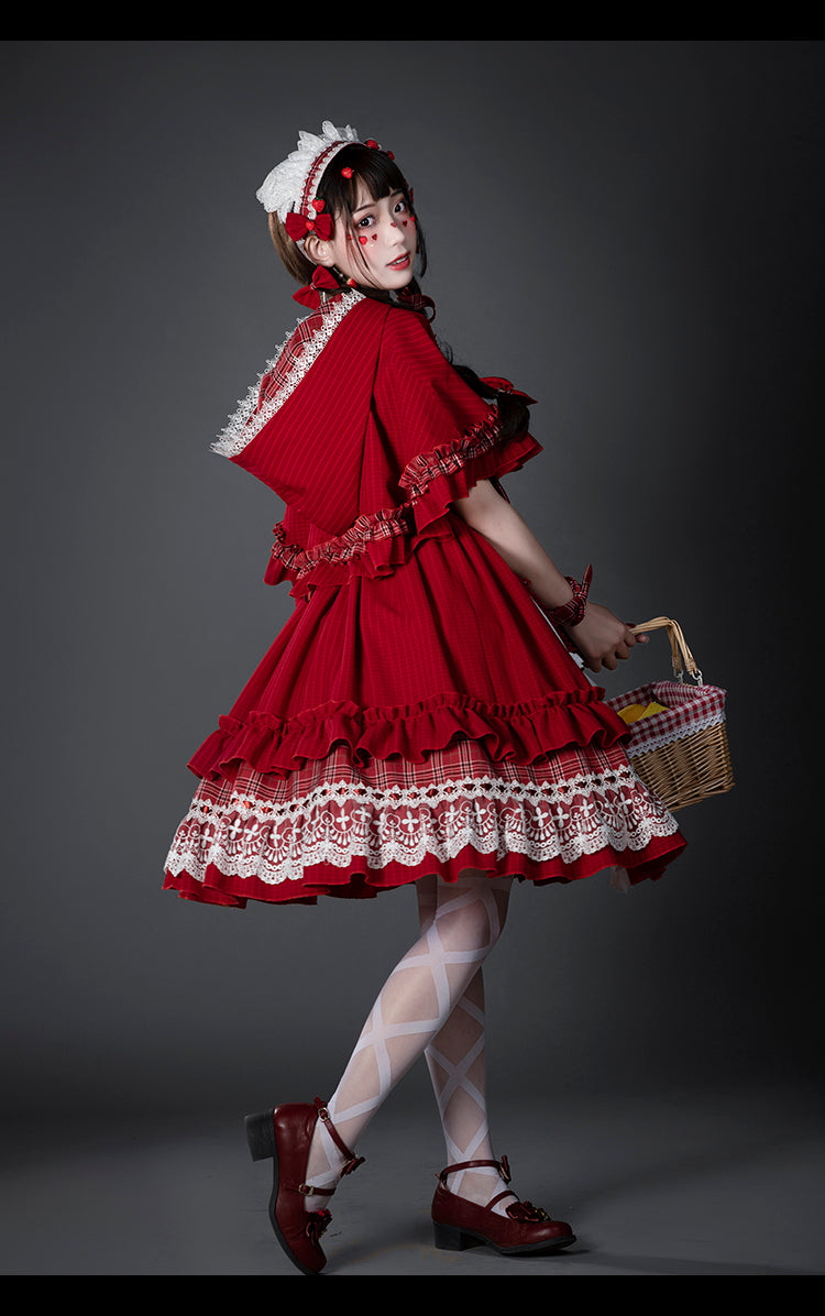 Youpairui - Little Red Riding Hood - Length Two-wear Hooded Lolita Cape