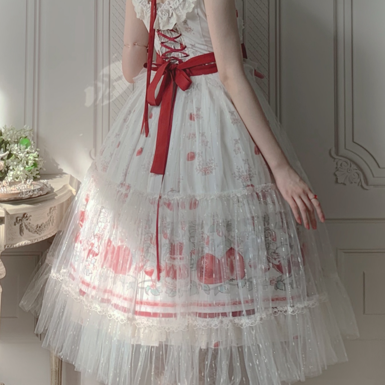 Bodhi Lolita - Strawberry Fruit Tea SP - Apricot Sweet Lolita Jumper Dress