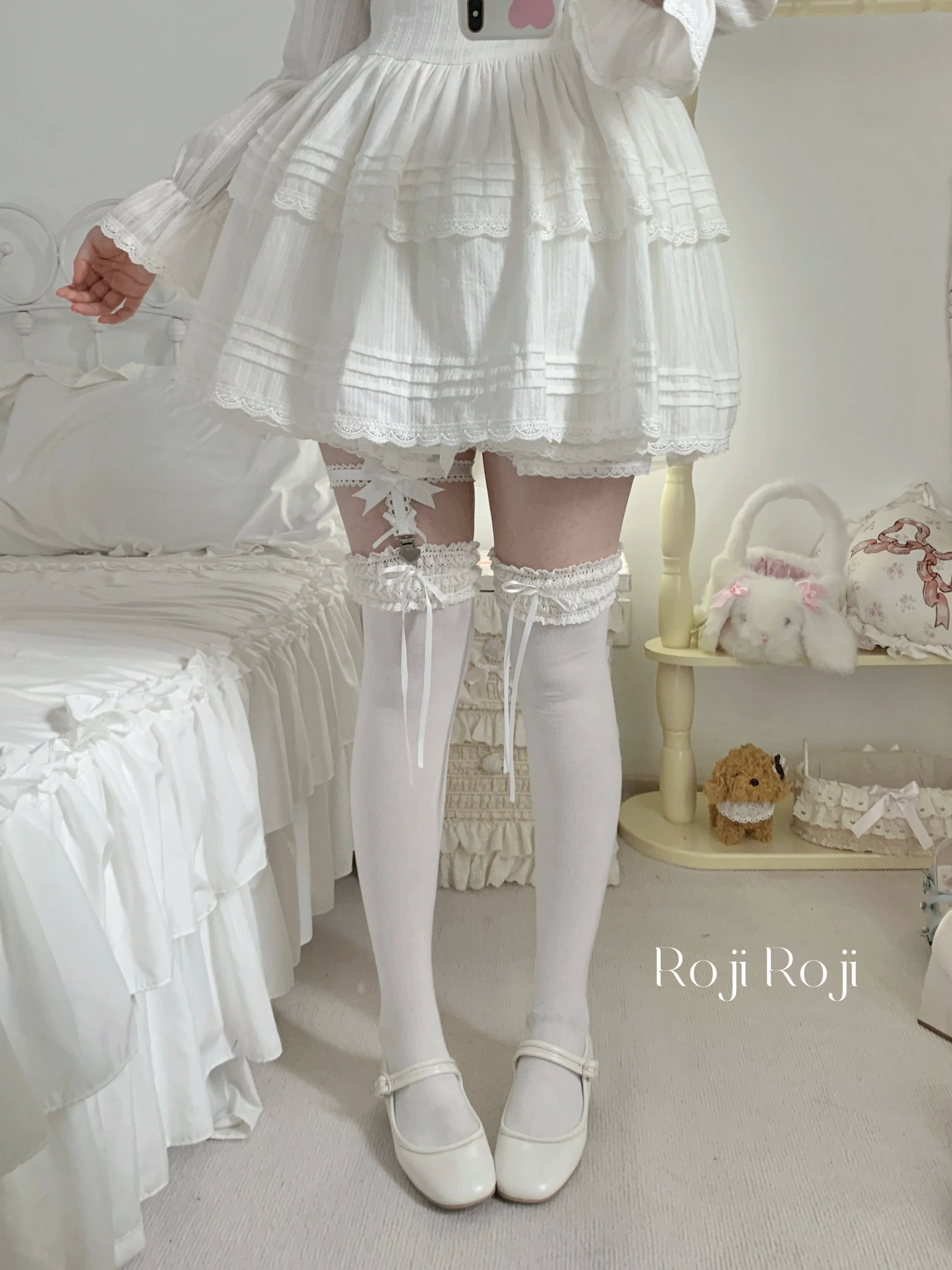 Roji Roji - Gentle Town - Sweet Lolita Cotton Calf Socks, Ankle Socks