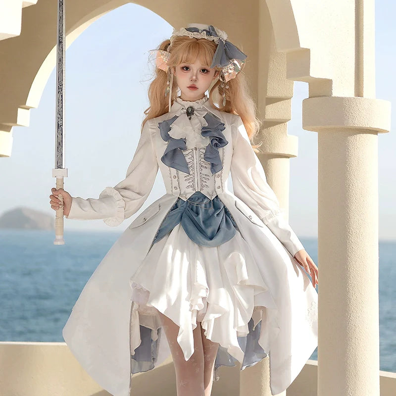 Forest Fluorescent Carps - Crumbling Skeleton - Ouji Lolita Fishbone Embroideried Vest, Prince Pants Suits