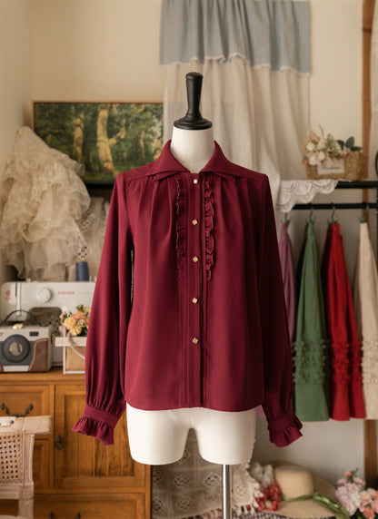 Forest Wardrobe - Forest Basket - Elegant Lolita Shirt Retro Dual Collar Versatile Shirt
