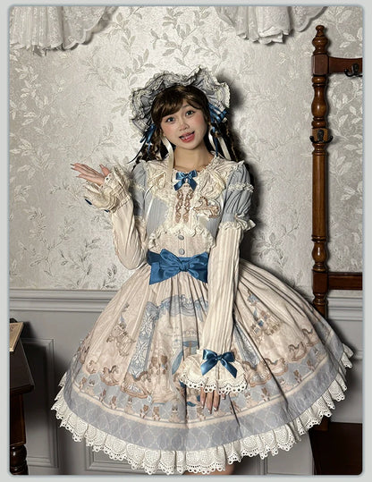 Alice Girl - Sea Salt Fairytale - Sweet Doll-like Lolita OP Animal Printed Lolita Dress