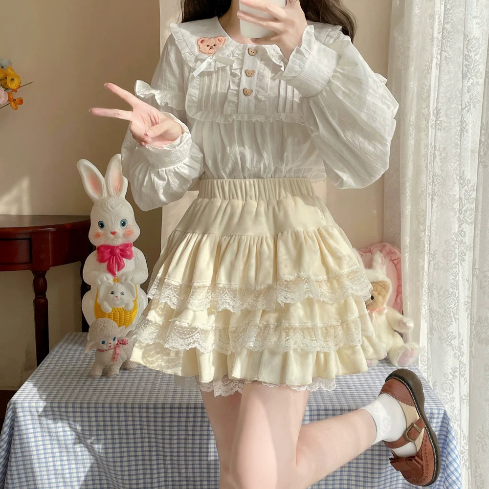 Sugar Girl - Kawaii Lolita Skirt Lace Cake Short SK