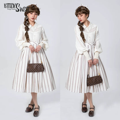 Bitter Sweet - Late Spring - Vintage Lolita Shirt Lace Long Sleeve Blouse