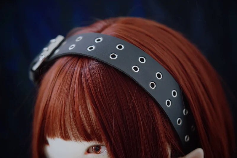 Strange Sugar - Gothic Lolita KC Faux Leather Punk Lolita Hair Accessories