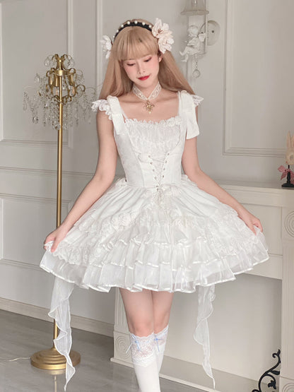 Your princess - Sweet Lolita White Princess Flounce Hemline OP