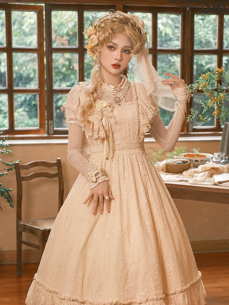 BittterSweet - Vintage Lolita OP Dress Old School Lace Long Dress