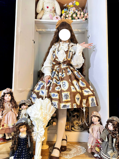 Magic Tea Party - Classic Lolita JSK with Elegant Art-Inspired Prints