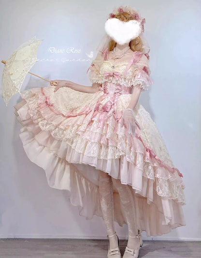 MieYe - Diana Rose - Bridal Lolita Dress Short Wedding OP with Accessories