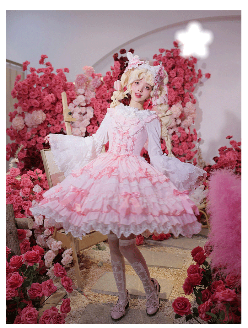 ZhiJinYuan - Love Notebook - Old School Lolita JSK Vintage Doll Tiered Dress