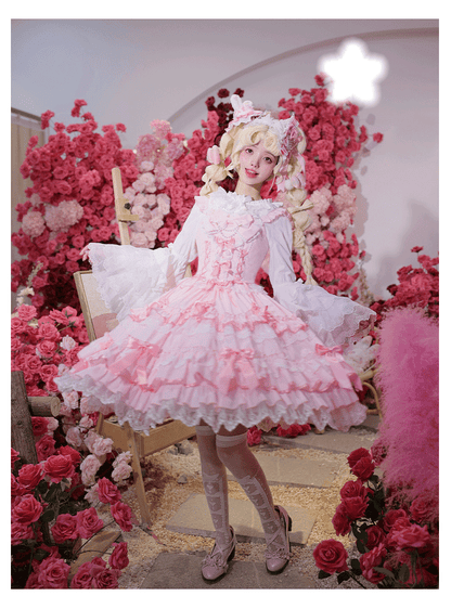 ZhiJinYuan - Love Notebook - Old School Lolita JSK Vintage Doll Tiered Dress
