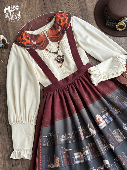 Miss Point - German Bookshelf - Classic Lolita SK, Detachable Suspenders