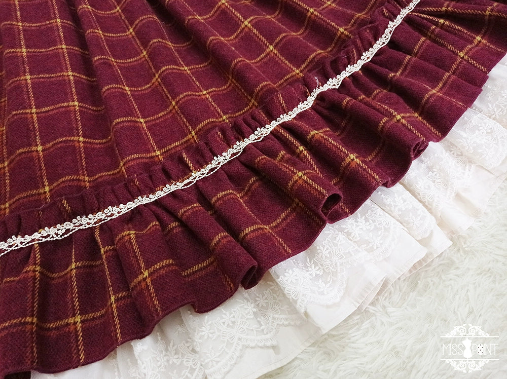 Miss Point - Rose - Elegant Lolita Fishbone Grid Skirt Customized