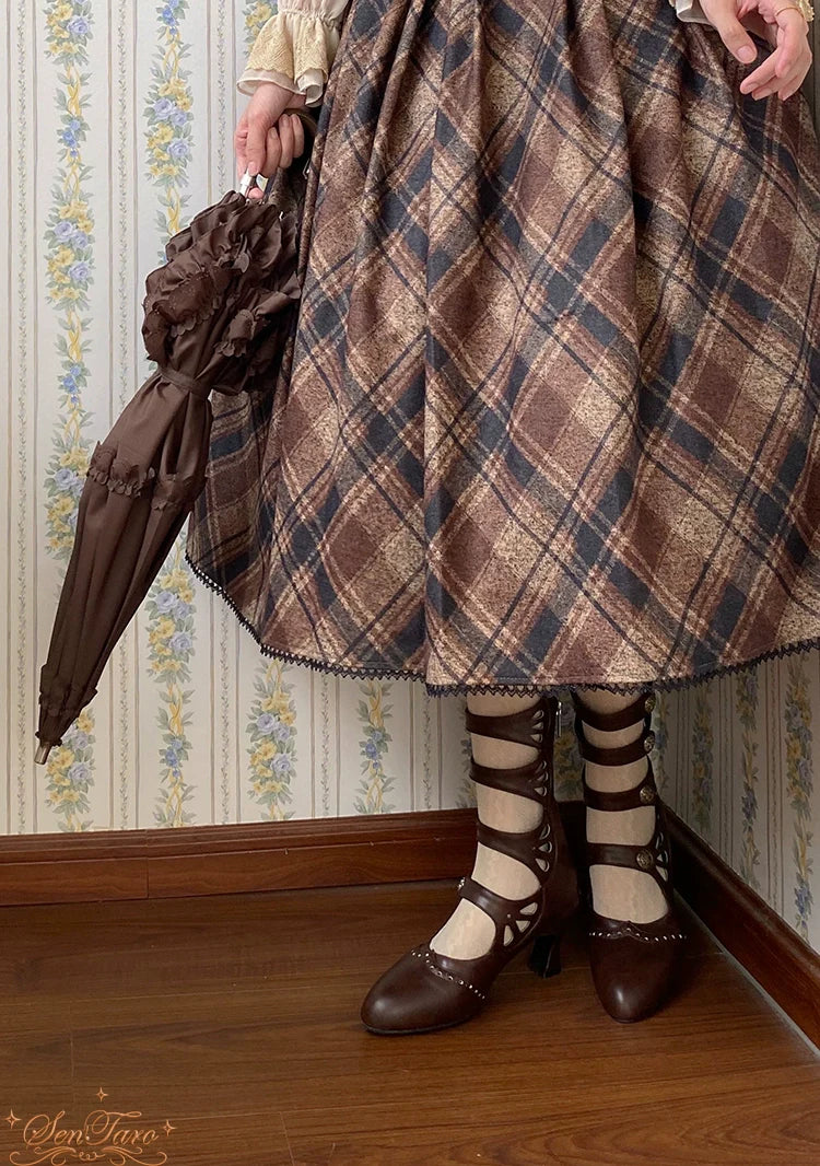 Sentaro - Floral Carved - Vintage Lolita Shoes Mary Jane Hollow-out Ankle Boots