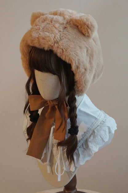 Besozealous - Winter Lolita Hat Bear Ears Hooded Hat
