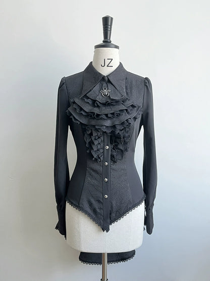 Little Dipper - Cold Rice - Ouji Lolita Shirt With Spiderweb Pattern in Several Versions