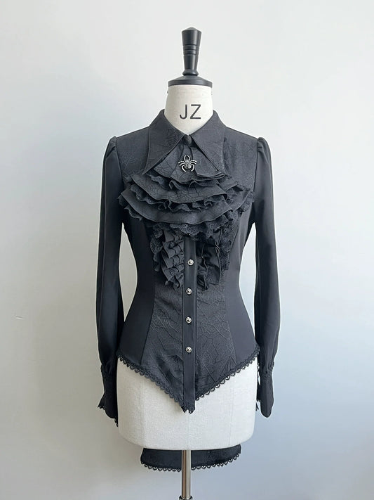 Little Dipper - Cold Rice - Ouji Lolita Shirt With Spiderweb Pattern in Several Versions