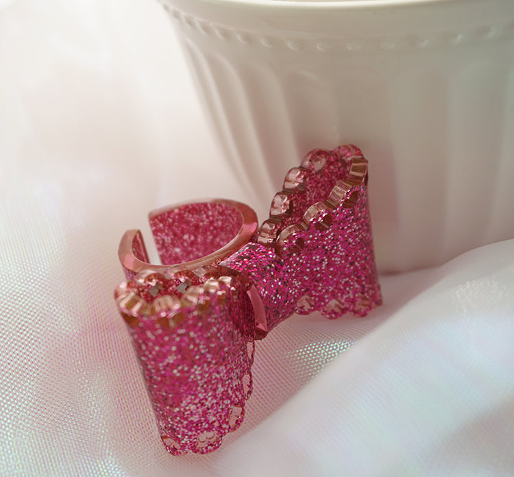 Cat Tea Party - Sweet Lolita Bow Ring and Necklace