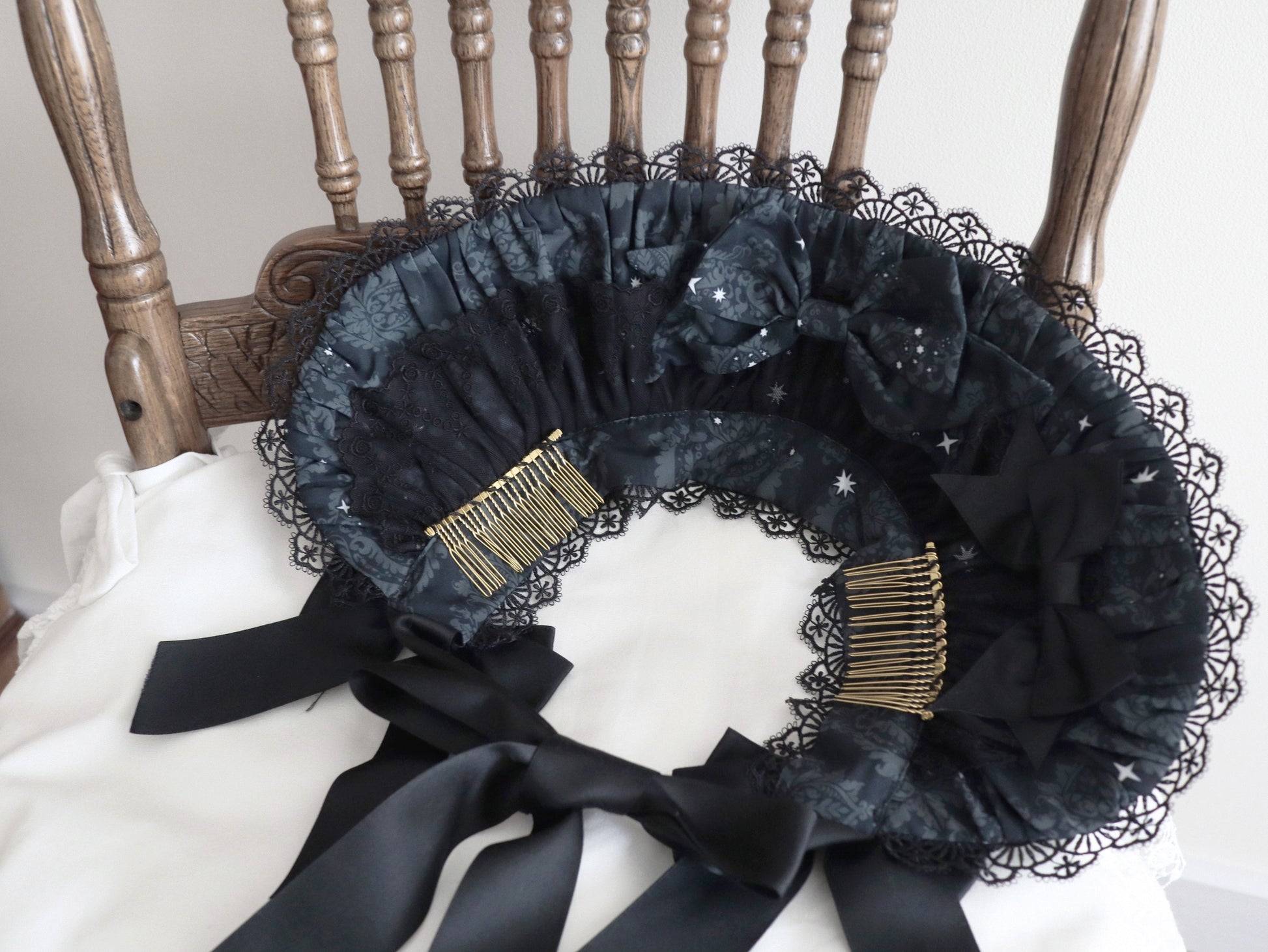 Nn Star - Dragonbone Lily - Dragon Skeleton Print Gothic Lolita Bust-supporting JSK and BNT