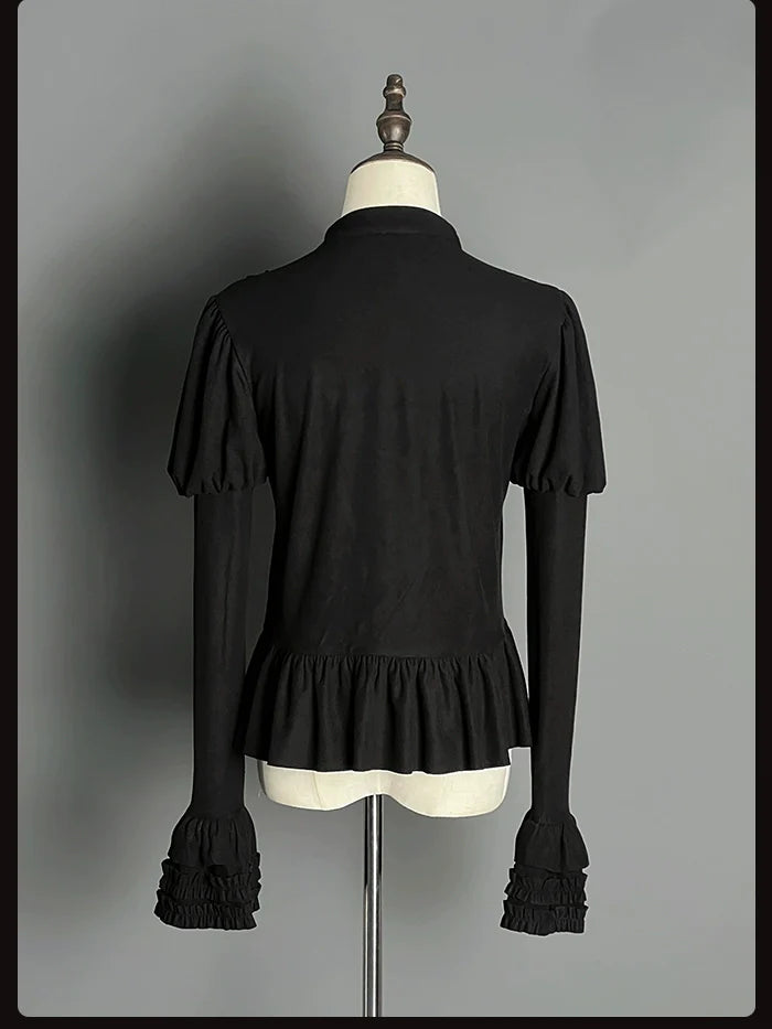 Alice Girl - Lolita Potion - Gothic Lolita Shirt Black Long Sleeves Lolita Blouse