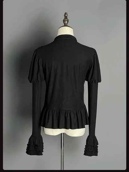 Alice Girl - Lolita Potion - Gothic Lolita Shirt Black Long Sleeves Lolita Blouse