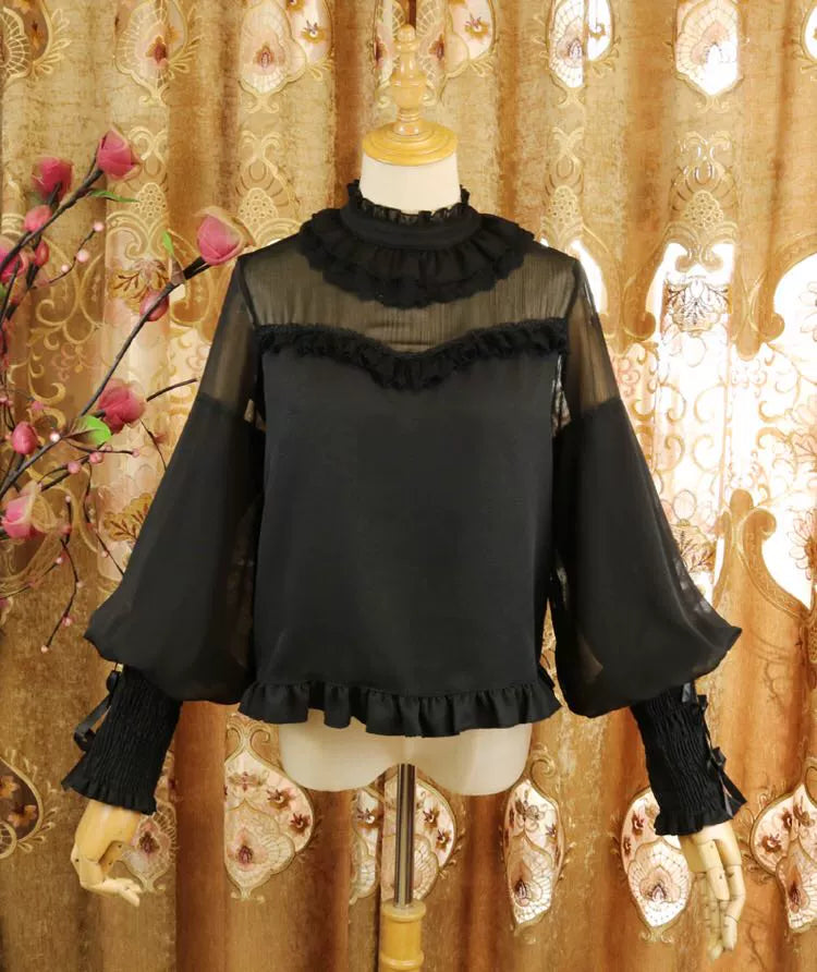 DMFS Lolita - Sweet Lolita Shirt Mutton Sleeves Chiffon Lolita Innerwear