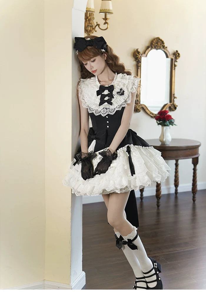 Alice Girl - Arrogant Miss - Sweet Lolita Jumper Dress with Tiered Lace Dress