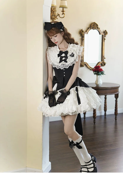 Alice Girl - Arrogant Miss - Sweet Lolita Jumper Dress with Tiered Lace Dress