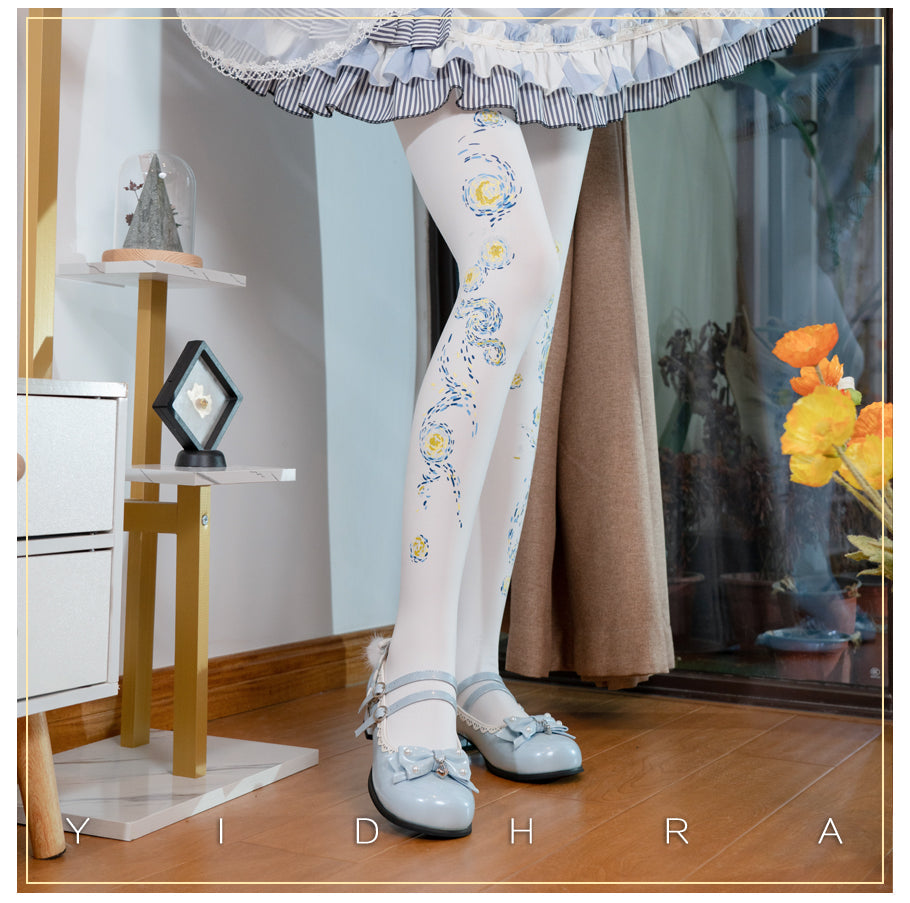 Yidhra - Van Gogh · Starry Sky - Classic Printed Lolita Pantyhose