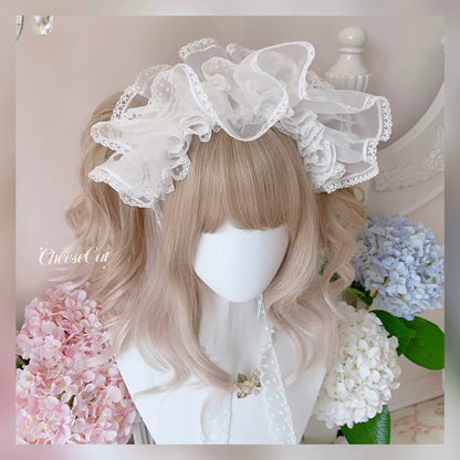 CheeseCat - Sweet Lolita Bonnet Organza Bow Headdress