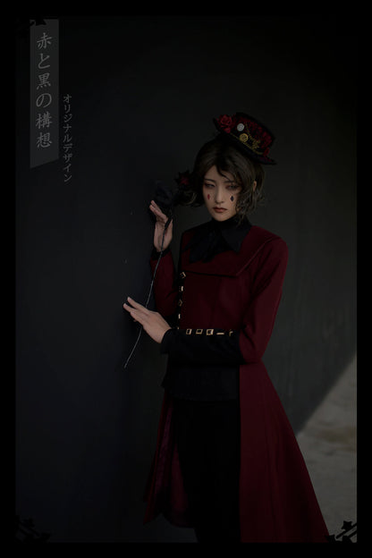 Princess Chronicles - Red and Black - Retro Ouji Lolita Handsome Black Pants