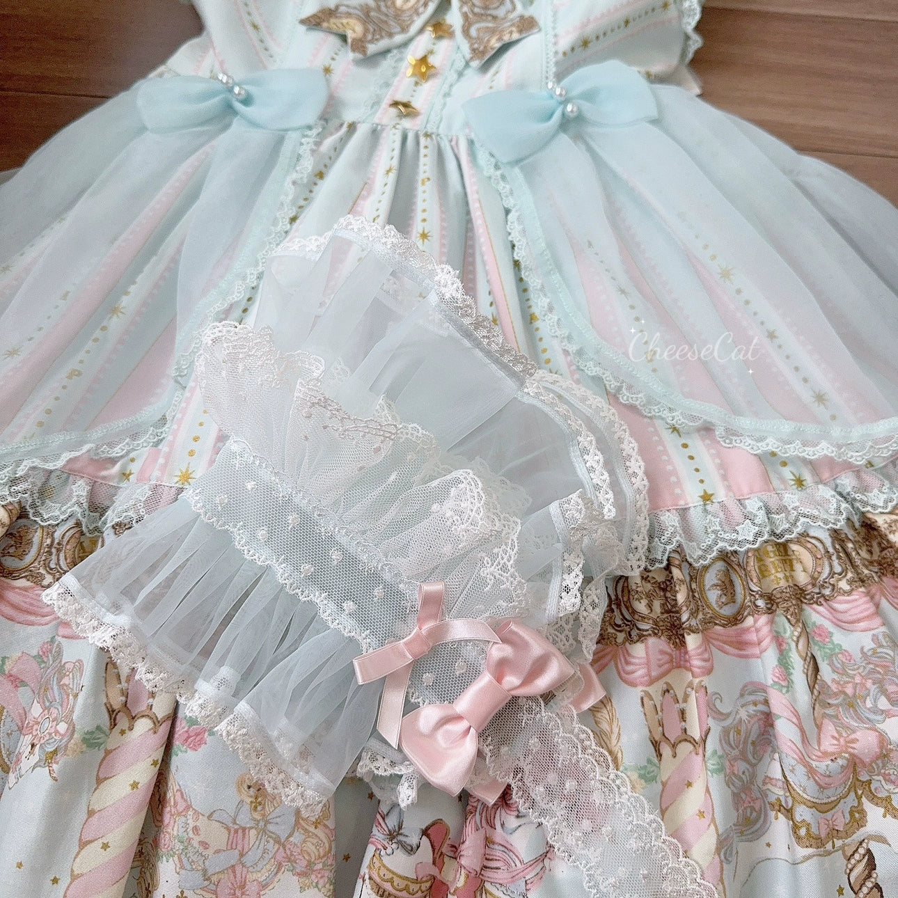 CheeseCat - Sweet Lolita Bonnet Organza Bow Headdress