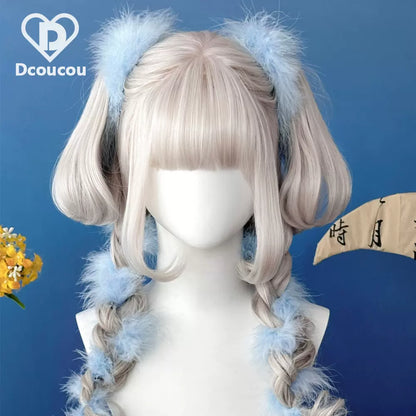 Dcoucou - No-Heart Rabbit 45cm Long Curly Ponytail Wig Multicolors