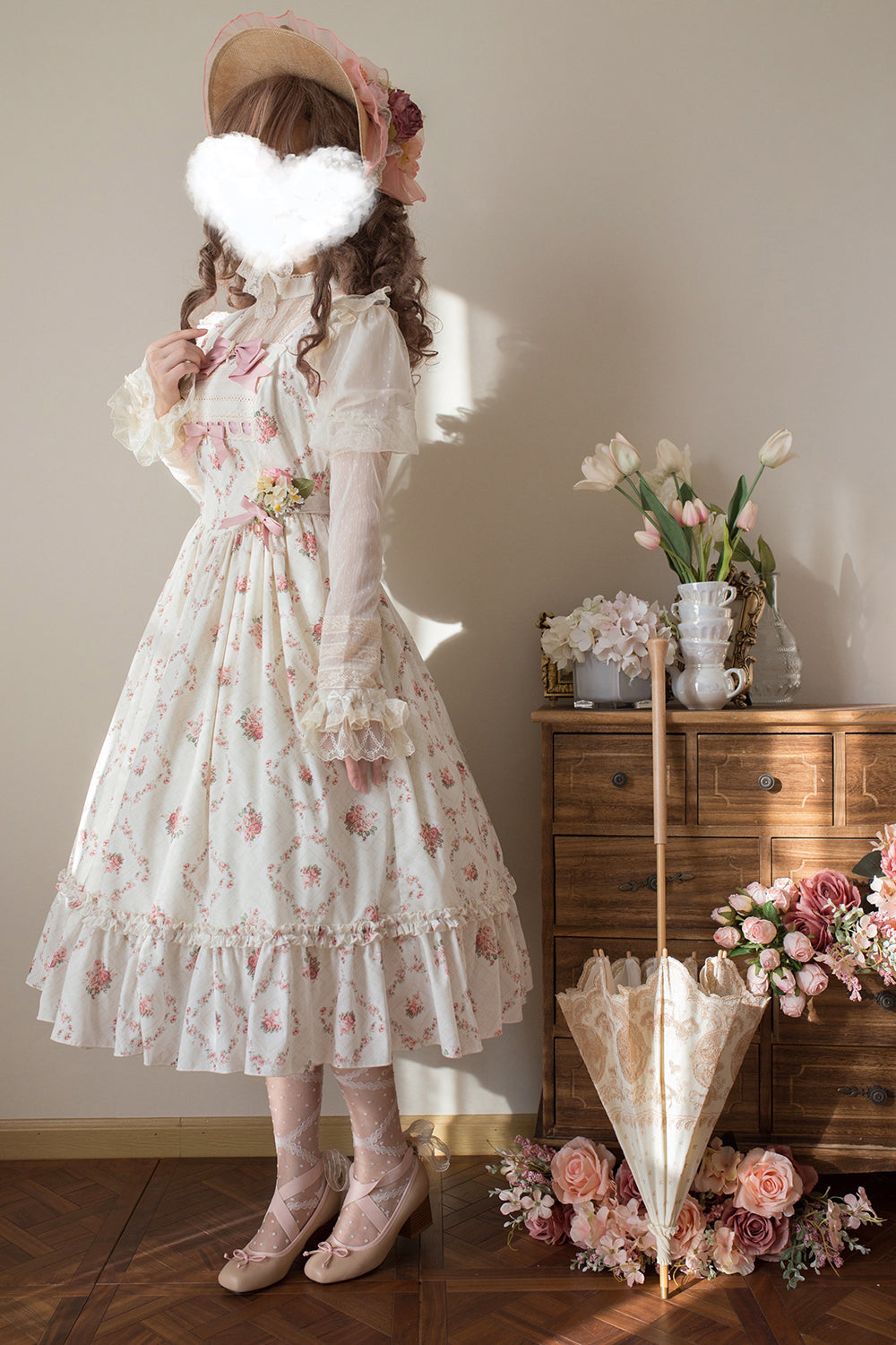 Miss Point - Customized Wood Rose 2.0 Elegant Vintage Jumper Dress