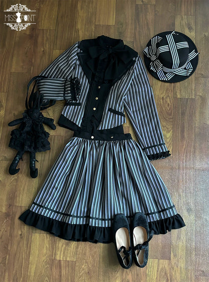 Miss Point - Classical Chocolate - Classic Lolita Jacket Elegant Striped Short Outwear