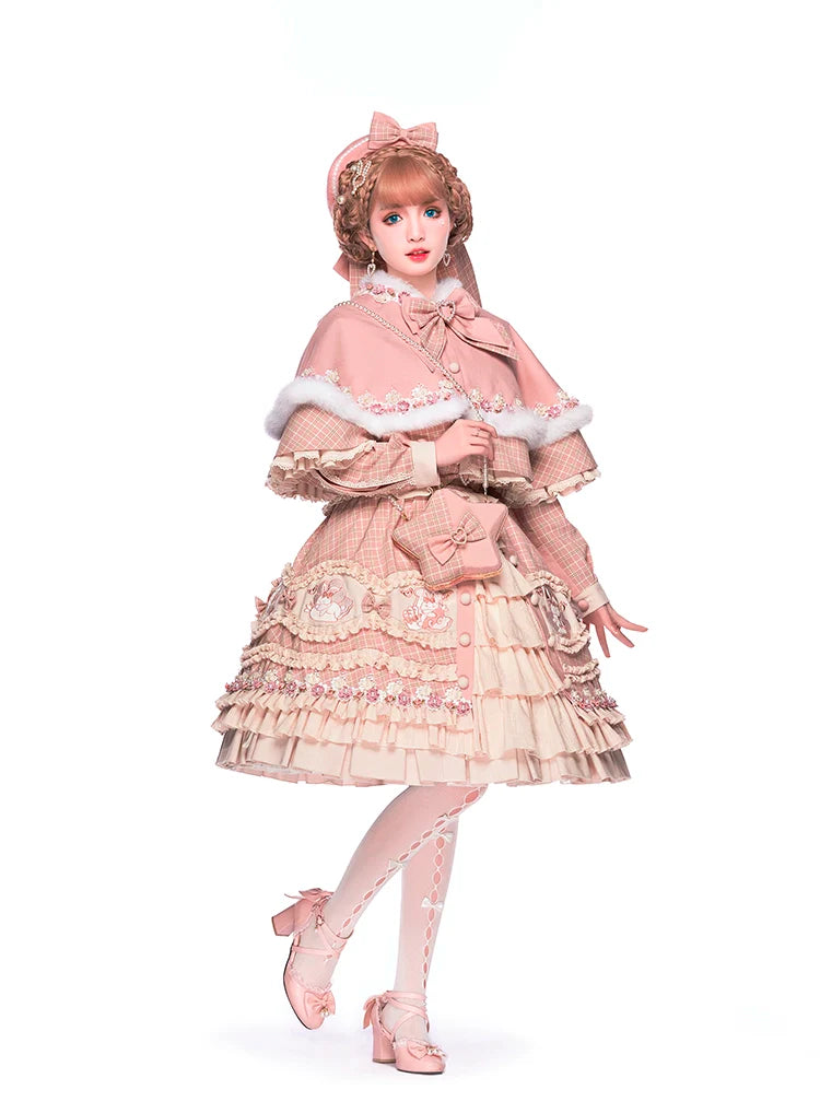 Youpairui - Helford - Sweet Coordinated Lolita Suit Pink Plaid Lolita SK Set