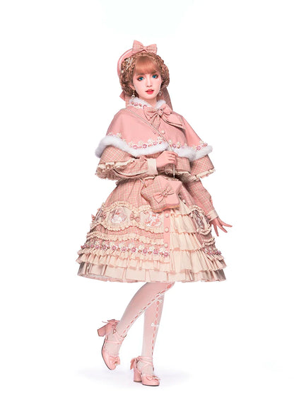 Youpairui - Helford - Sweet Coordinated Lolita Suit Pink Plaid Lolita SK Set